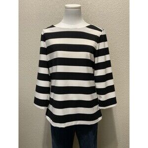 Ann Taylor, 3/4 Sleeve, Boatneck, Black/White Stripe Blouse, Size: 6